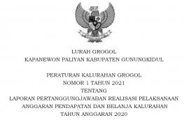 Perkal Grogol Nomor 1 Tahun 2021 tentang Laporan Realisasi APBKal Tahun 2020